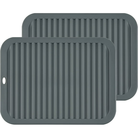 Silicone for Hot Dishes, Pots & Pans, Silicone Pot Holders Table & Counter, Hot Pads for - Waterproof mat, Heat Resistant Mat for Quartz Countertops Set 2 Dark Gray