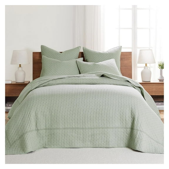 - Cross Stitch Desert Sage Bedspread Set - Full Quilted Bedspread and Two Standard Shams - Cross Stitch Pattern - Bedspread (100x104in.) and Sham (20x26in.) - Cotton