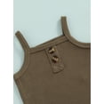 thumbnail image 5 of Franhais Baby Shorts Set Solid Color Sleeveless Button Jumpsuit Shorts Sling Waffle Clothes Set, 5 of 8