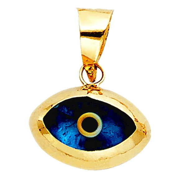 14k Yellow Gold Evil Eye Pendant Necklace 15x11mm Pendant for Women - .8 Grams