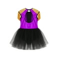 thumbnail image 4 of Zaldita Halloween Circus Ringmaster Costumes Girls Open Back Short Tulle Tutu Dress Leotard for Purple 14, 4 of 5