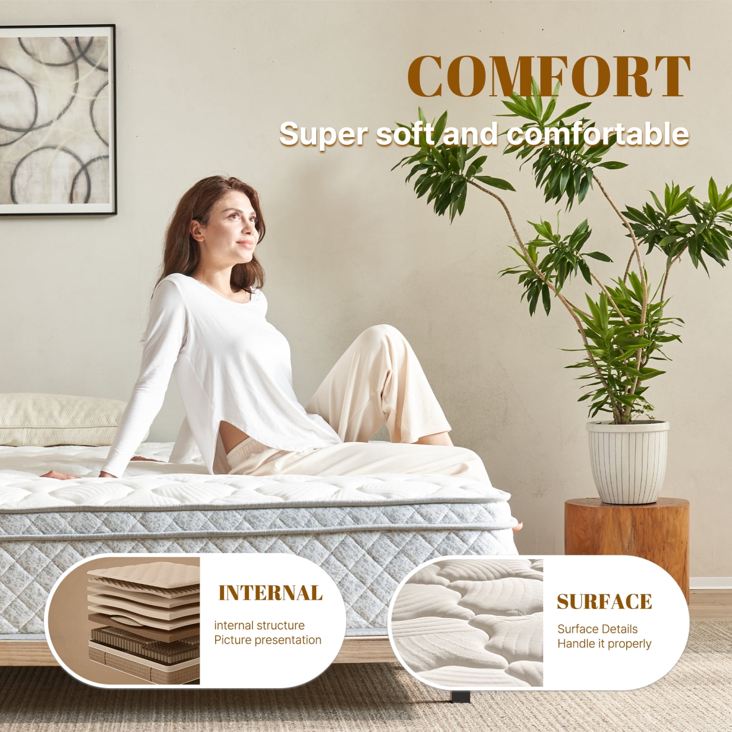 Miekor Twin Size Mattress,12 Inch Hybrid Twin Mattress in a Box with Memory Foam and Pocket Spring for Pressure Relief & Comfort Sleep & Zoned Support, Medium Firm,CertiPUR-US & OEKO-TEX MK8192