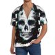 thumbnail image 1 of Balery Watercolor Skull Camisa Casual de Manga Corta con Botones para Hombre, Texturizada, Estilo Cubano, para Playa, Verano-3X-Large, 1 of 5