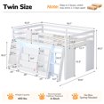 thumbnail image 2 of Low Loft Bed Twin Size with LED Lights and Montessori Storage Bookshelf, Twin Loft Bed Frame with Secret Play Space, Toy Box, Safety Guardrails and Stairs, Wood Twin Beds for Boys/Girls,White, 2 of 9