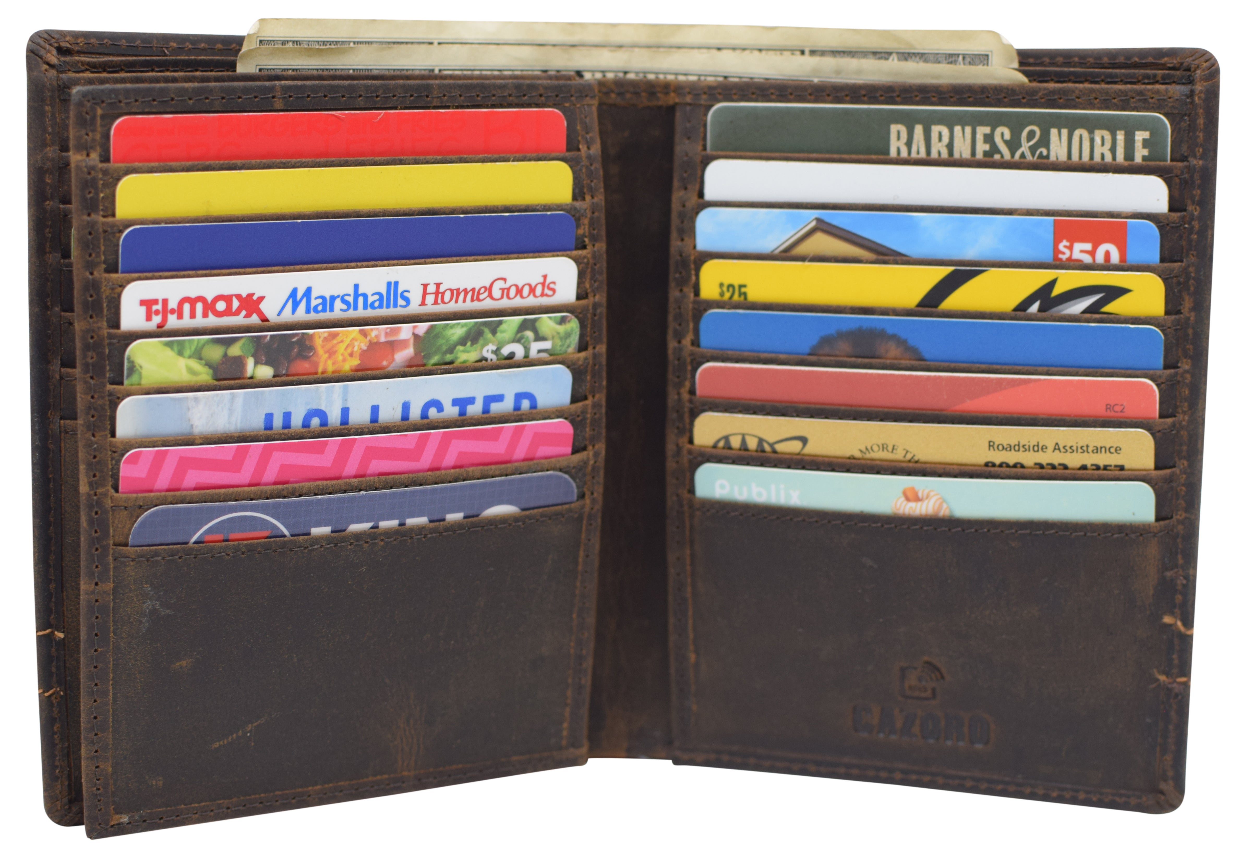 CAZORO RFID Blocking Men's Hipster Bifold Vintage Leather Multi
