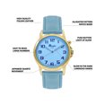 thumbnail image 3 of Bandini Womens Glow Watch - Alligator Pattern Leather Band, 28mm Analog Women's Easy to Read Watches with Light Up, Quartz, White Dial, Big Numbers, Glow in Dark Hands - Gold Tone / Baby Blue, 3 of 6