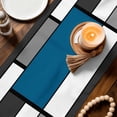 thumbnail image 3 of Abstract Blue Grey Table Runner 36 Inches, Modern Geometric Color Blocks Bed Runner Dresser Scarves Tabletop for Indoor Outdoor Parties/Ceremony/Banquet, 13"x 36", 3 of 9