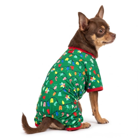 Vibrant Life Holiday Fa La La Lights Pajamas for Dogs and Cats, Multicolor, Extra Small