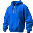thumbnail image 5 of YueHuiYing Men's Fashion Hooded Quarter-Zip Midweight Long Sleeve Drawing Pocket Workwear Pullover Top, 5 of 5