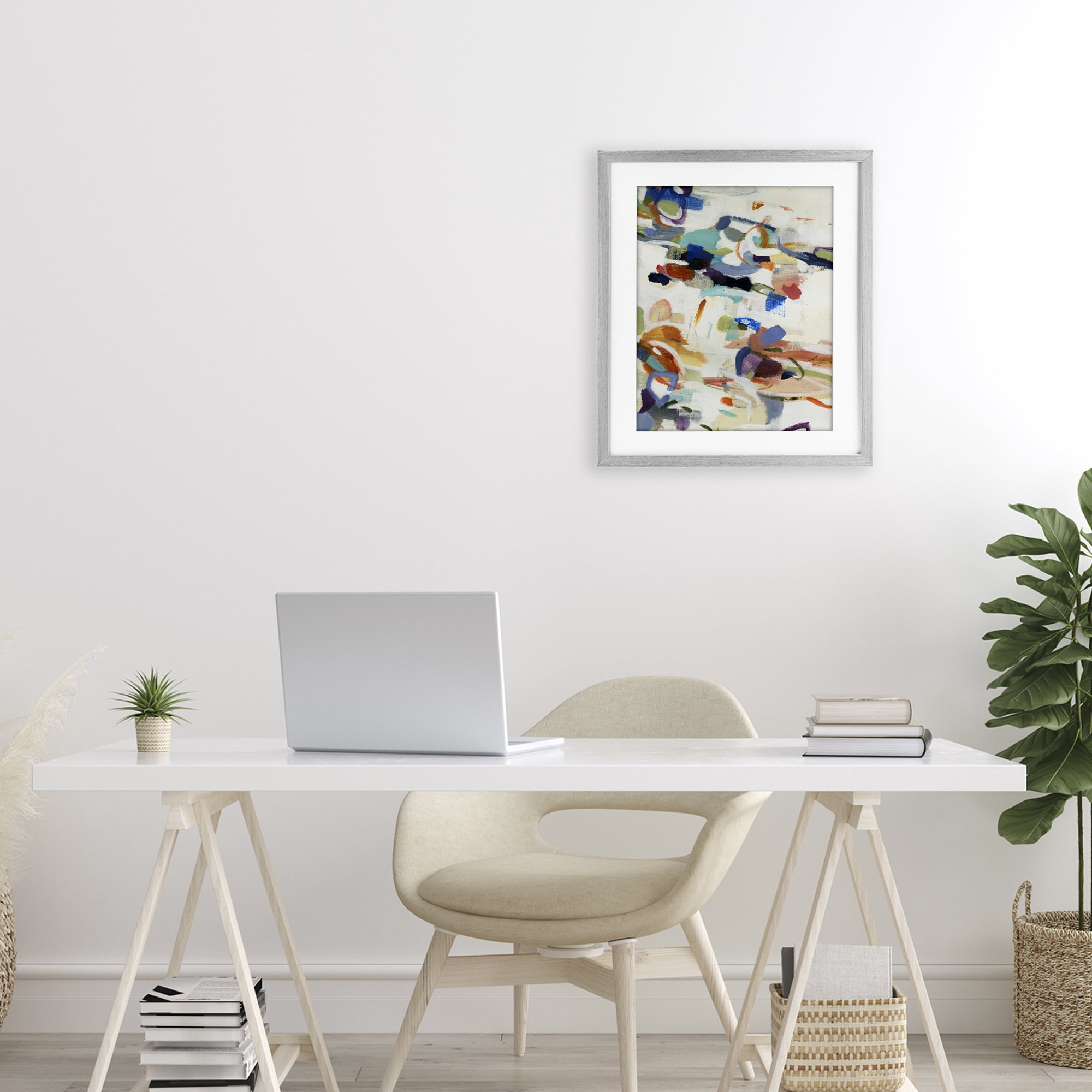 Stupell Industries Flowing Stippled Brushstrokes Gray Framed Print Under Glass, design by Lisa Ridgers