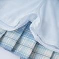 thumbnail image 6 of YUUMIN Girls Pleated Skirt Elastic Waist Plaid A-line Skirts with Lining Shorts School Uniform Sky Blue 160/L, 6 of 7