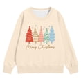 thumbnail image 3 of Boys Sweatshirts Kids Christmas Print Crew Neck Sweatshirt Long Sleeve Pullover Hoodless Top Beige 4-5 Years, 3 of 4