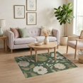 thumbnail image 3 of ODIKA 4'x6' Olive Green Cream Floral Elegance Washable Area Rug Vintage Botanical Pattern with Graceful Blooms Stain Resistant, Low Pile, Easy Care for Dorm Room, Small Living, 3 of 7