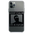 thumbnail image 1 of DistinctInk Clear Shockproof Hybrid Case for iPhone 13 (6.1" Screen) - TPU Bumper Acrylic Back Tempered Glass Screen Protector - Keep Calm I'm a Ninja, 1 of 2