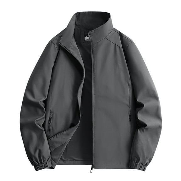 Admvng Windbreaker Jackets for Men Solid Color Windproof Long Sleeved Lightweight Rain Jackets Zipper Pocket for Running Hiking Travel M-5XL
