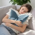 thumbnail image 4 of Butterfly Shaped Throw Pillow - Blue - 55x55cm Velvet Cushion with Lace Trim, Elegant Decorative Pillow for Sofa, Bed & Living Room (1pc), 4 of 4
