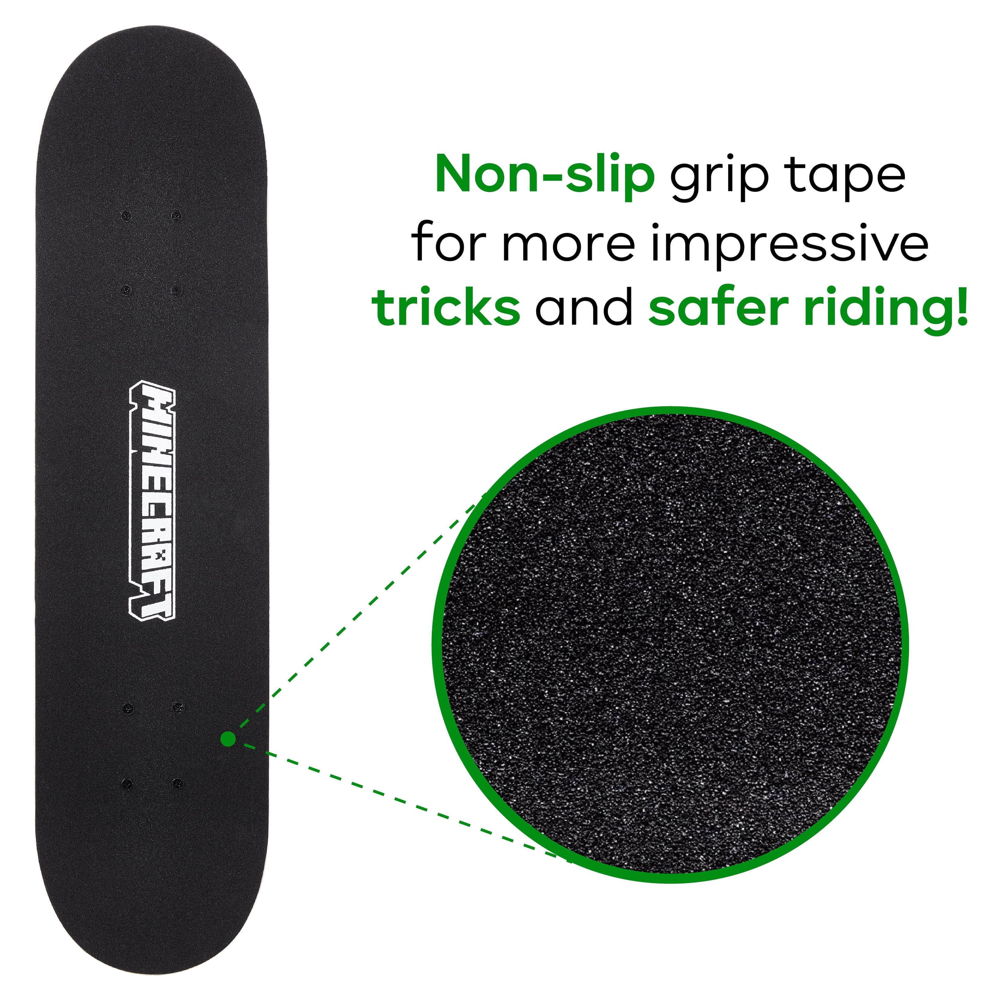 Minecraft Green Creeper 31" x 7.5" Popsicle Complete Standard Skateboard, 50mm Wheels