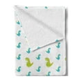 thumbnail image 2 of Dino Soft Flannel Fleece Throw Blanket, Dinosaur Animal Cartoon Nursery Themed Print, Cozy Plush for Indoor and Outdoor Use, 50" x 70", Yellow Green Sky Blue, by Ambesonne, 2 of 5