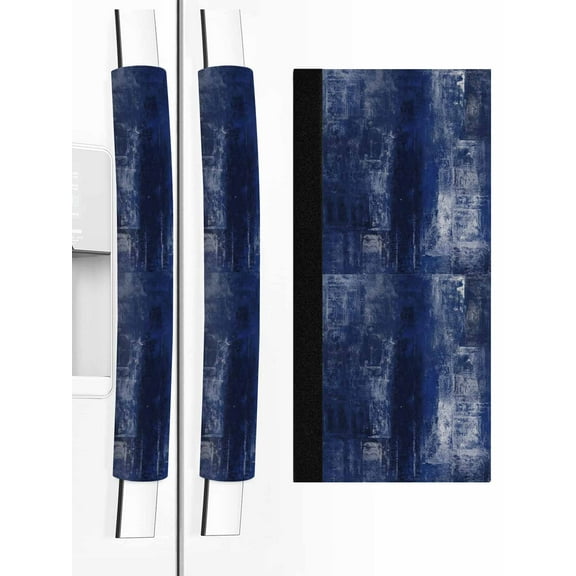Navy Blue Refrigerator Door Handle Covers Set of 2,Retro Oil Painting Modern Abstract Art Aesthetics Kitchen Fridge Microwave Oven Dishwasher Stove Cabinet Handle Protectors,Washable Appliance Decor