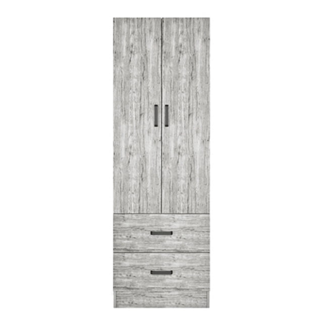 armario de 2 cajones con colgador 1.80 m x 60 x 45 cm gris claro
