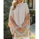 thumbnail image 2 of Camiseta de verano holgada de media manga con cuello alto para mujer, color beige albaricoque, estilo informal, talla L, 2 of 6