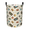thumbnail image 6 of Lsque Retro Vintage Tape pattern Laundry Hamper Basket, Tall Woven Rope Hamper Basket for Clothes, Lightweight Storage Basket, Collapsible Waterproof-Small, 6 of 8