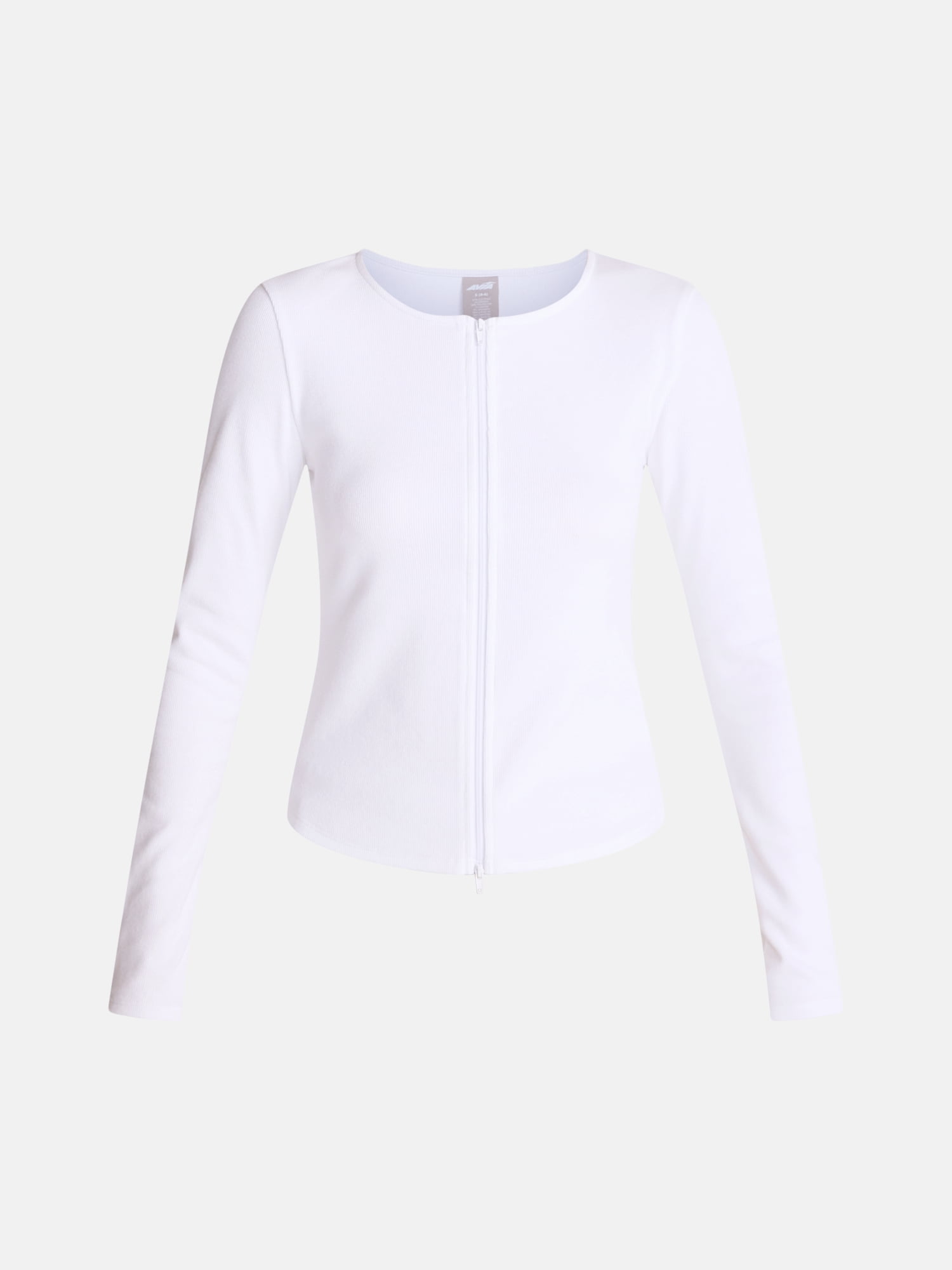 Avia Women's Ribbed Zip Front Cardigan with Long Sleeves, Sizes XS-XXXL