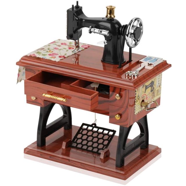 Mini music box, mini retro creative retro sewing machines music box table decora