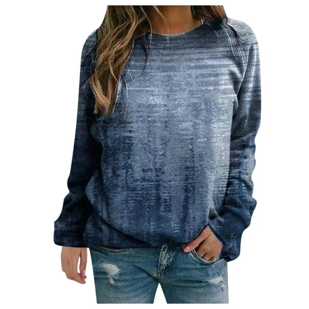 JUPAOPON Tops Clearance Under $5 Women'S Casual Print Sweatshirts Thermal Sleeve Loose Com - Walmart.com