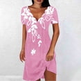 thumbnail image 2 of PuLe Summer Dress Sun Dresses for Women 2024 Vacation Sexy V Neck Short Sleeve T Shirt Dress Color Trendy Beach Sundress, 2 of 5