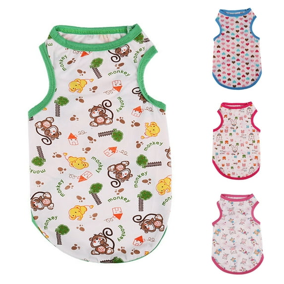 shenmeida Summer Breathable Pet Dog Vest Shirts Cute Cartoon Print Pet Puppy Cat T-Shirt Tank Top Clothes Stretchy Vest