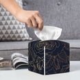 thumbnail image 6 of Lsque Copper-Gold Gloss Outline Rose Printed Tissue Box Cover Holder, Facial Paper Organizer Dispenser,Square with Bottom Belt, PVC Leather Decorative Organizer, 6 of 8