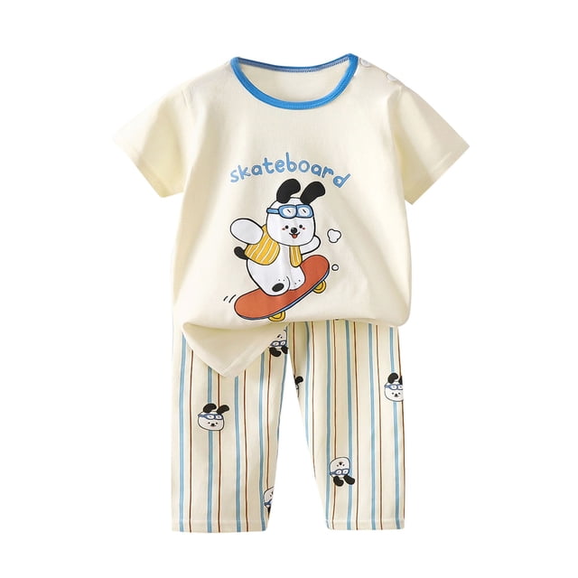 Odeerbi 1-8 Años Niños Conjunto de Verano Pijama de Dos Piezas