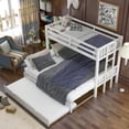 thumbnail image 3 of JINS & VICO Twin Over Twin Bunk Bed with Trundle, Thicken Bunk Bed Frame, Pull-Out Can Be Extended to Twin Over Full/Queen/King Size, Easier to Assemble (White), 3 of 7