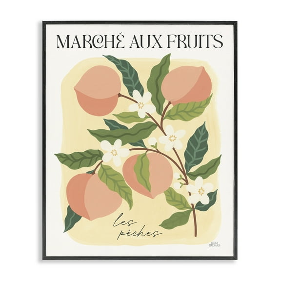 Stupell Industries Marche Aux Peaches Food & Beverage Painting Black Framed Art Print Wall Art, 11 x 14
