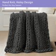 thumbnail image 4 of Chunky Knit Blanket Throw x Hand Knitted Chenille Throw Blanket Small Soft Thick Yarn Cable Knit Blanket Cute Rope Knot Crochet Throw Blankets for Couch Bed Sofa (Light ), 4 of 7