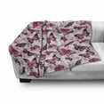 thumbnail image 3 of Retro Soft Flannel Fleece Throw Blanket, Hazy Butterflies on Nostalgic Background Classic Paintbrush Design Print, Cozy Plush for Indoor and Outdoor Use, 60" x 80", Black Lilac Pink, by Ambesonne, 3 of 6