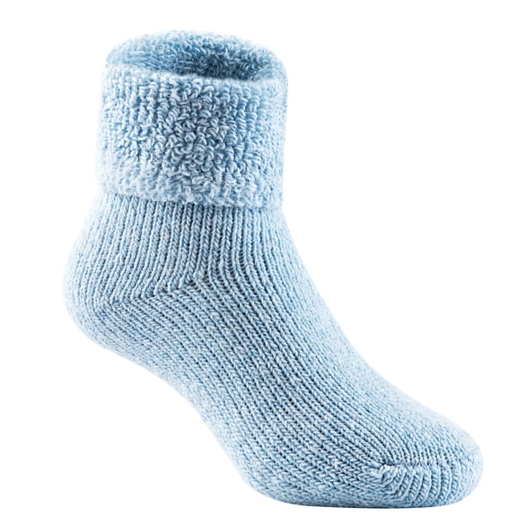 Lian LifeStyle 3 Pairs Father-Mother-Daughter Extra Thick Wool Boot Socks Crew Plain LK01 LK02 LK03 (Sky Blue) (0Y-2Y)