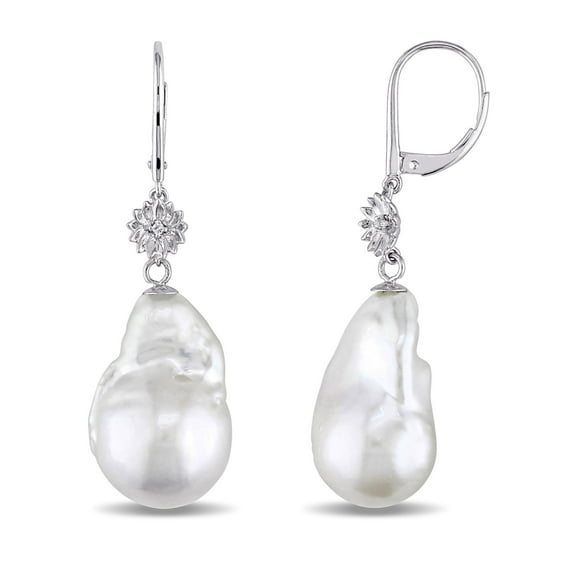 Everly Women's Cultured Pearl and Diamond 14k White Gold Earrings