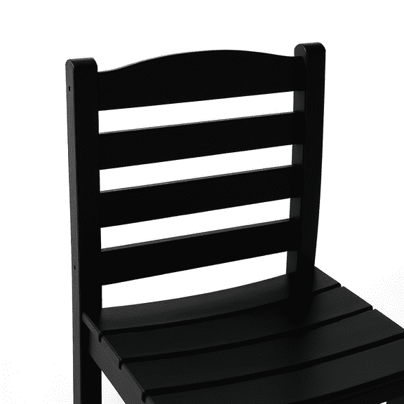 Black HDPE Armless Outdoor Dining Chairs (Set of 2) - Weather-Resistant, Durable Recycled Plastic for Garden & Patio Use, 17.1"W x 33.7"H