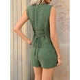 thumbnail image 5 of Women'S 2 Piece Summer Outfits Vacation Short Sets Linen Button Down Matching Sets Vest and Shorts Sets Green XL, 5 of 6