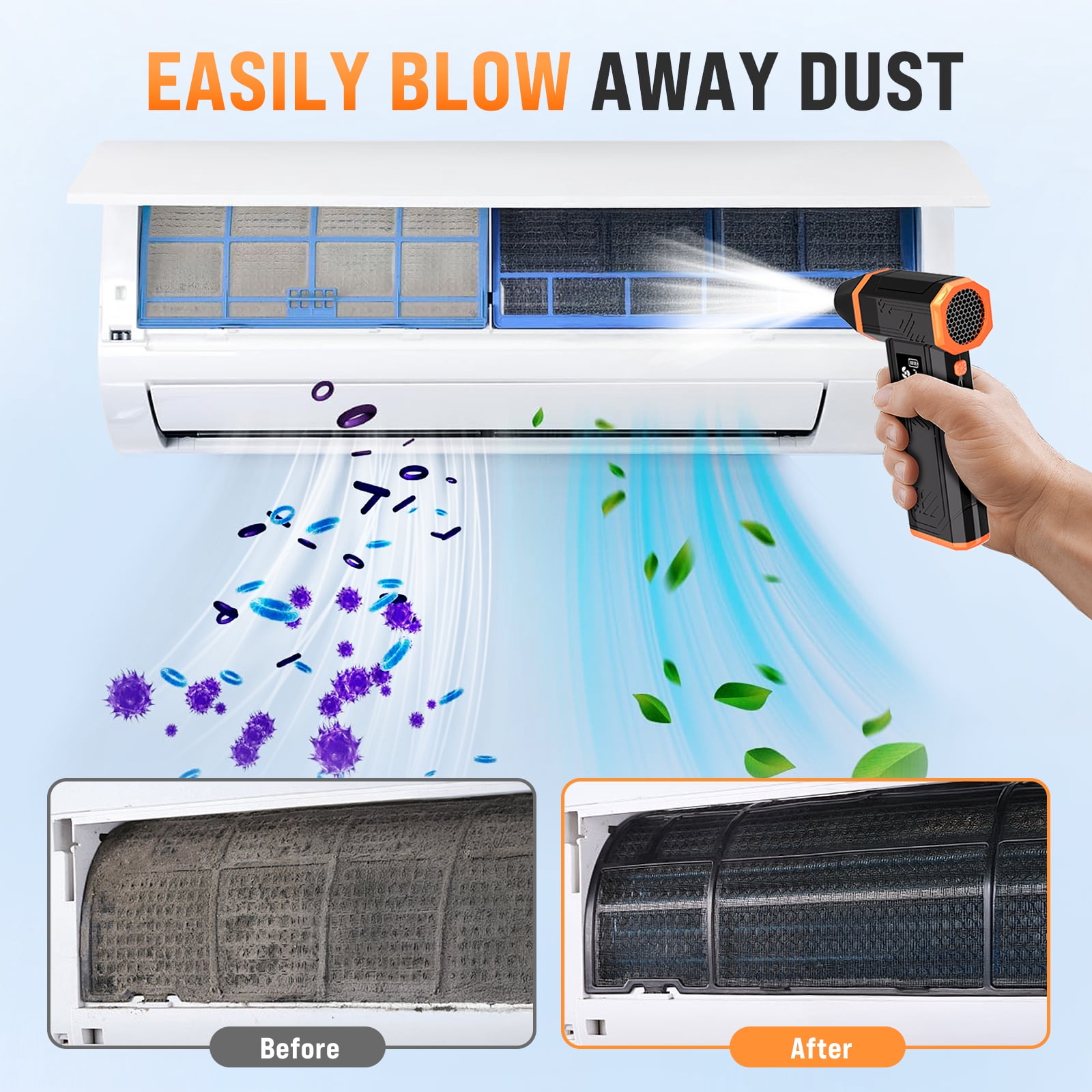 Loheer Compressed Air Duster – 140000RPM Electric Air Duster with Brushless Motor, Cordless Rechargeable Mini Blower for PC, Keyboard, Car, Outdoors, Home, 4.52x 2.87x 1.41in