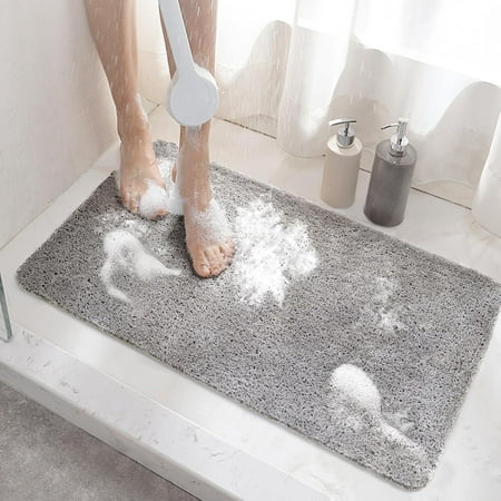 Shower Mat Non Slip, Bath Mat for Tub , Shower Mats for Inside Shower,Soft Loofah Bathtub Mat Non Slip, Quick Drying Bathroom Shower Mat (Light Grey,24 x 16 Inch )