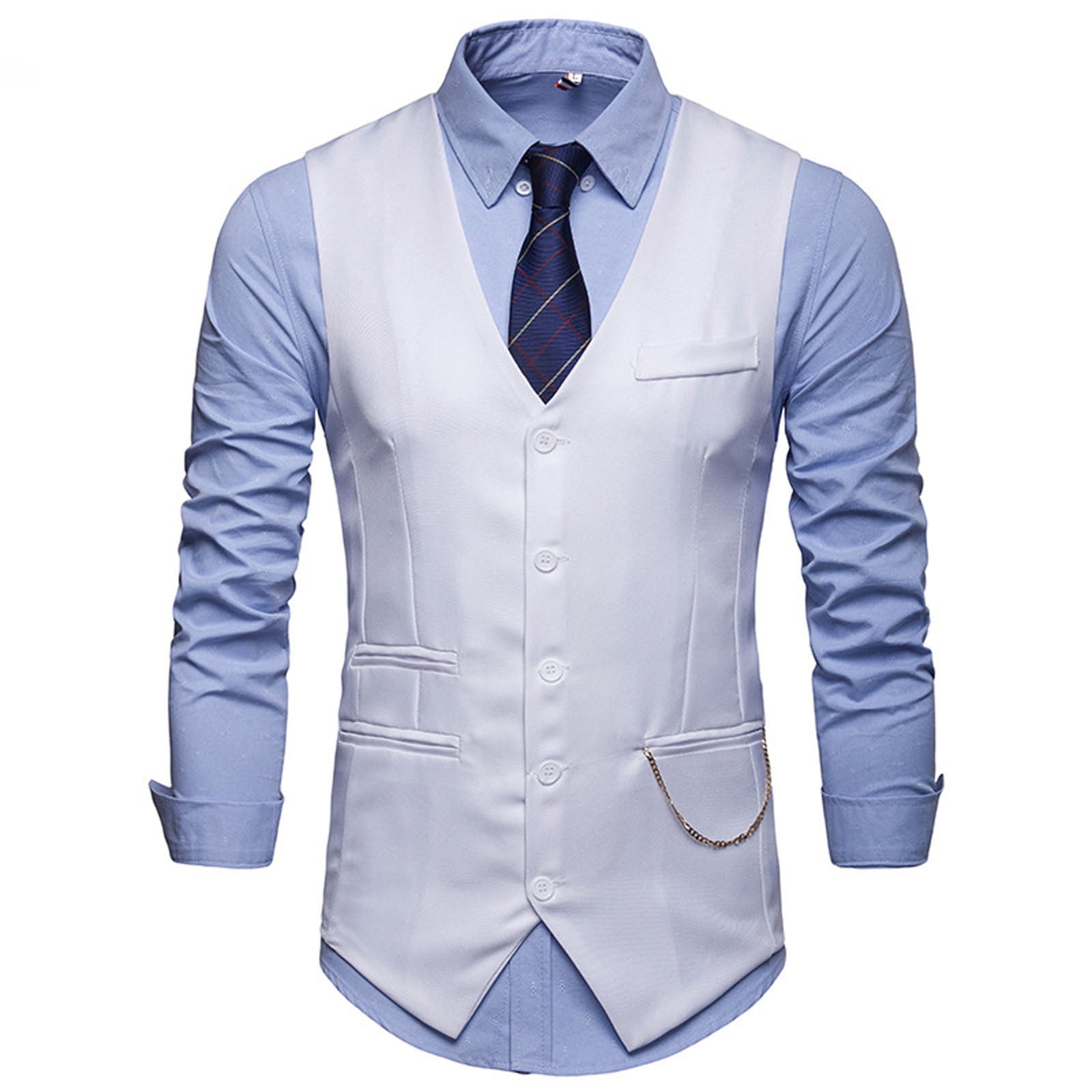 TMOYZQ Men's Dress Suit Vest Formal Business Casual Slim V