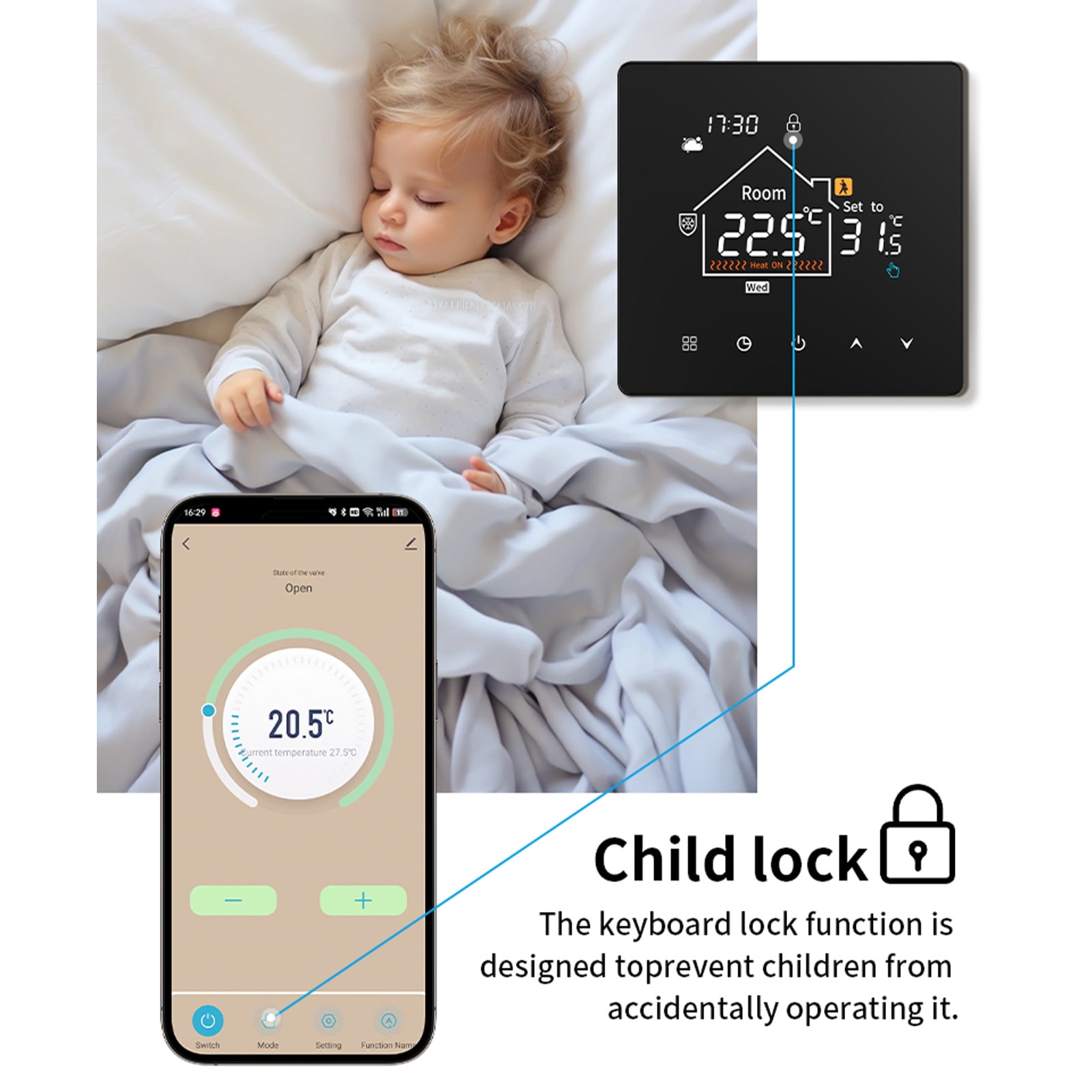 YAHHU Boiler Water Heating 2-In-1 Thermostat Smart Heater Controller Programmable with 4-Level Backlit Display No WiFi