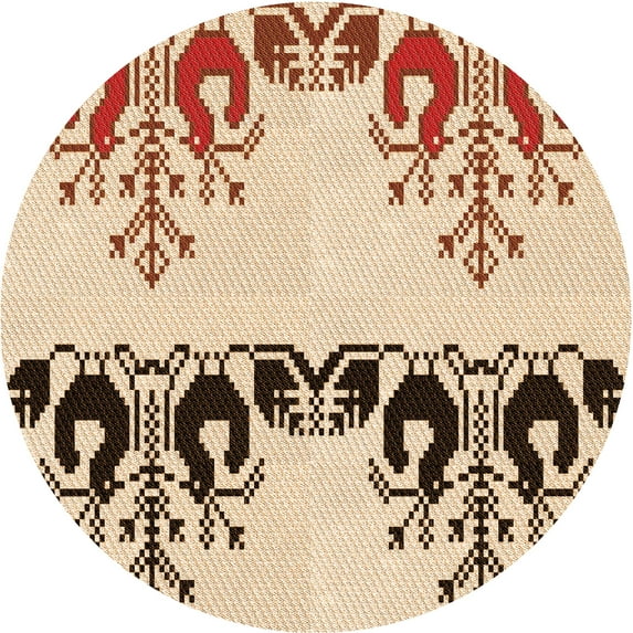 Ahgly Company Indoor Round Patterned Red Fox Red Area Rugs, 6' Round