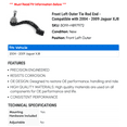 thumbnail image 2 of Front Left Outer Tie Rod End - Compatible with 2004 - 2009 Jaguar XJ8 2005 2006 2007 2008, 2 of 2