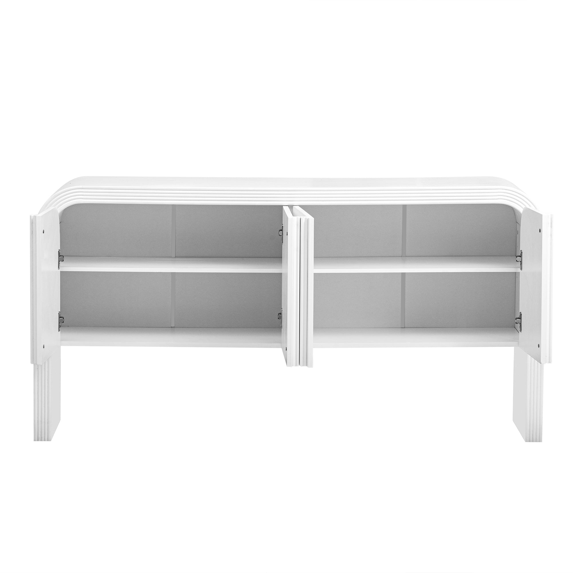 Aukfa 4-Door Striped Storage Cabinets, Sideboard Console Table for Hallway Living Room,White