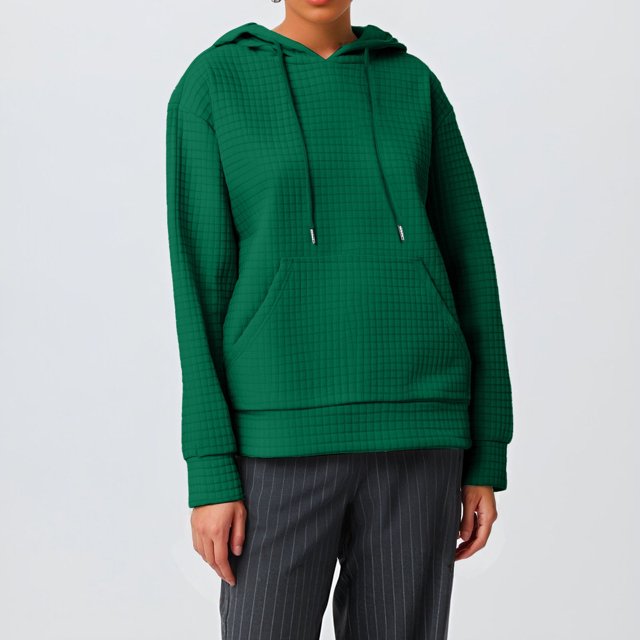 IMENGL Hoodies trendy knit drawstring pullover, Green 2XL, Size M-3XL
