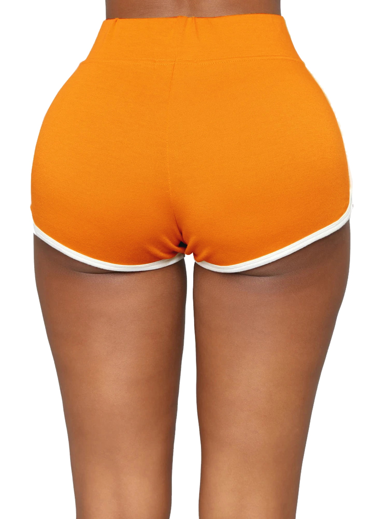 COMVALUE Workout Shorts Womens, Women's Summer Elastic High Waist Casual  Drawstring Comfortable Sport Breathable Shorts Orange
